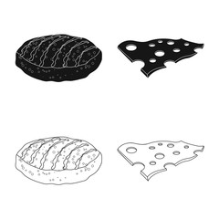 Vector design of burger and sandwich symbol. Collection of burger and slice vector icon for stock.