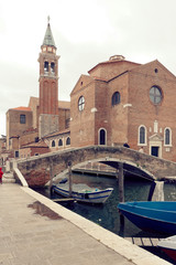 Chioggia, Italy-August 26, 2018: Province of Venice. City of fishermen and tourists.