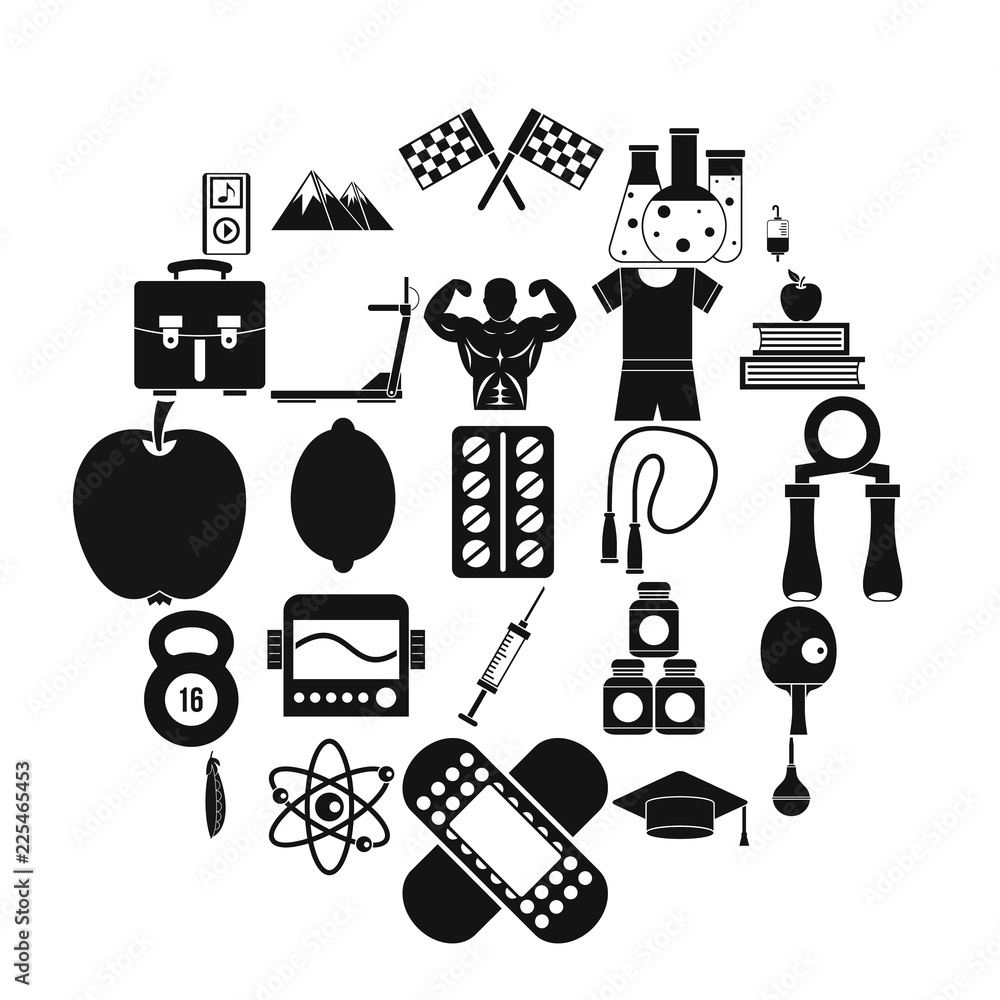 Poster well person icons set. simple set of 25 well person vector icons for web isolated on white backgroun