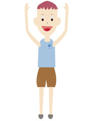 Boy is happy white background.