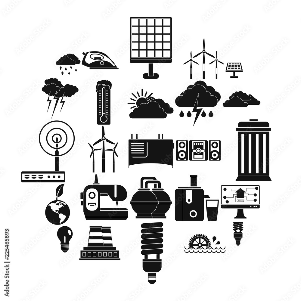 Poster windmill icons set. simple set of 25 windmill vector icons for web isolated on white background