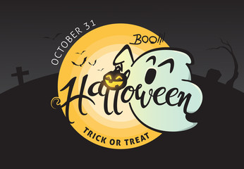 Happy Halloween party invitation background.Vector illustration .calligraphy of 