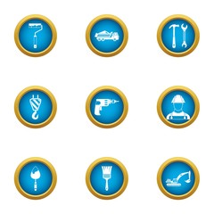 Supply of materials icons set. Flat set of 9 supply of materials vector icons for web isolated on white background