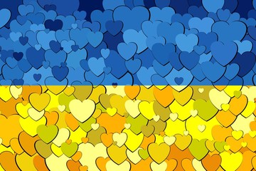 Ukraine Flag made of hearts background - Illustration, 
Abstract grunge Ukrainian flag