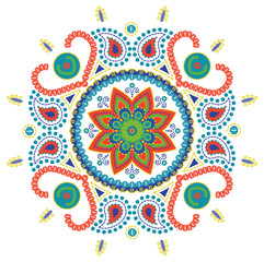 Colored Indian Mandala ethnic lace ornament vector vintage decorative artwork