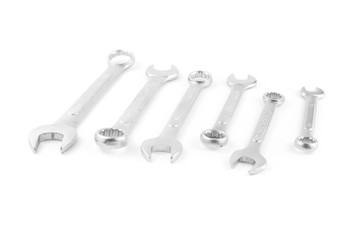Close up of a spanners, wrenches isolated on a white background.