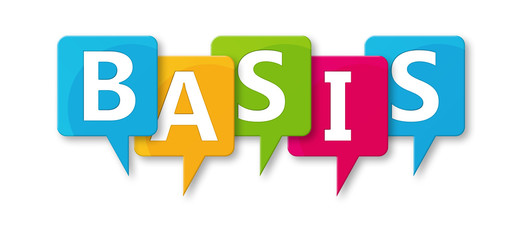 Basis - letters written in beautiful boxes on white background