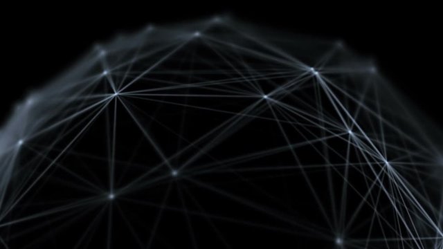 Network connections animation, close up sphere shape. Seamless loop