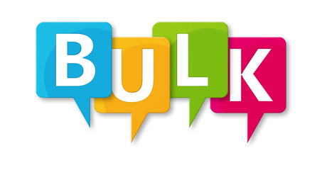 Bulk - letters written in beautiful boxes on white background