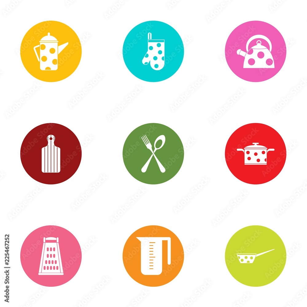 Poster dote icons set. flat set of 9 dote vector icons for web isolated on white background
