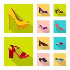 Isolated object of footwear and woman icon. Collection of footwear and foot stock symbol for web.