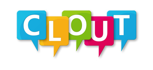 Clout - letters written in beautiful boxes on white background