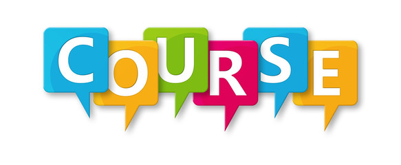 Course - letters written in beautiful boxes on white background