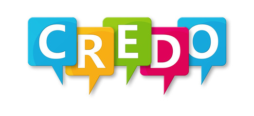 Credo - letters written in beautiful boxes on white background