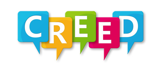 Creed - letters written in beautiful boxes on white background