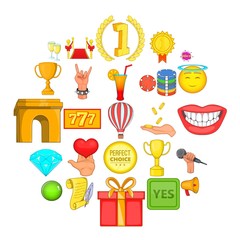 Prize icons set. Cartoon set of 25 prize vector icons for web isolated on white background
