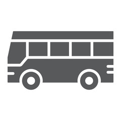 Bus glyph icon, traffic and public, vehicle sign, vector graphics, a solid pattern on a white background.