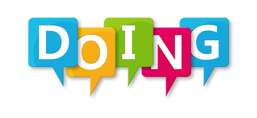 Doing - letters written in beautiful boxes on white background