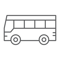 Bus thin line icon, traffic and public, vehicle sign, vector graphics, a linear pattern on a white background.