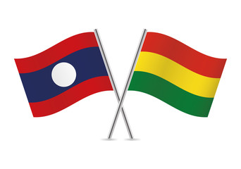 Laos and Bolivia flags. Vector illustration.