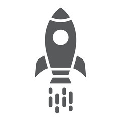 Spaceship glyph icon, shuttle and cosmos, rocket sign, vector graphics, a solid pattern on a white background.