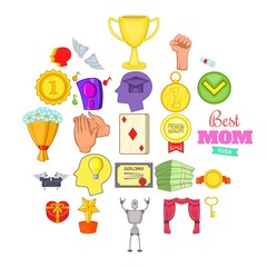 Win icons set. Cartoon set of 25 win vector icons for web isolated on white background