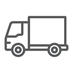 Fototapeta premium Delivery truck line icon, traffic and vehicle, van sign, vector graphics, a linear pattern on a white background.