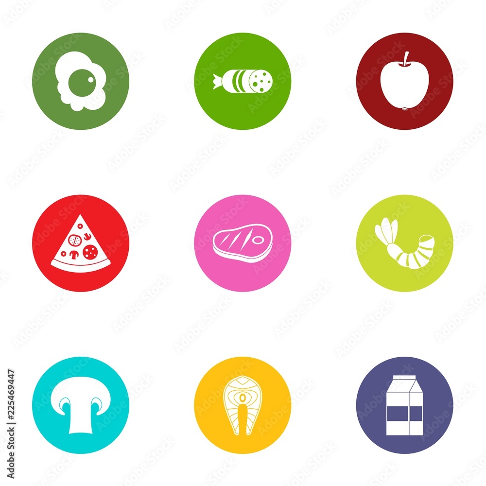 Aufkleber pizza pate icons set. flat set of 9 pizza pate vector icons for web isolated on white background