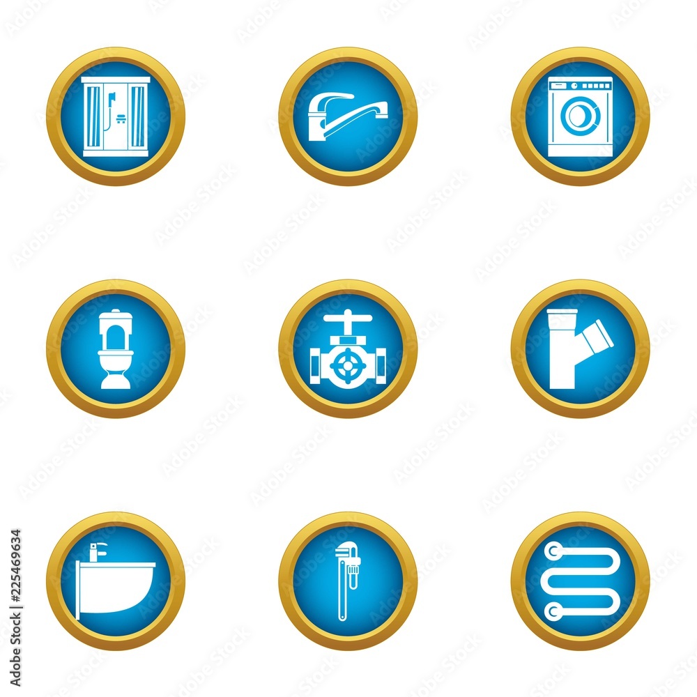 Poster clean pipe icons set. flat set of 9 clean pipe vector icons for web isolated on white background