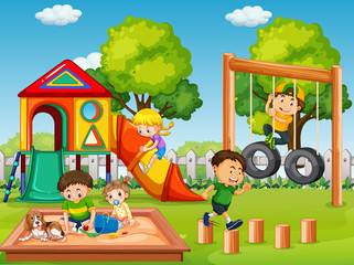 Obraz na płótnie Canvas Children in playground scene