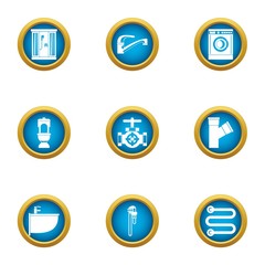 Clean pipe icons set. Flat set of 9 clean pipe vector icons for web isolated on white background