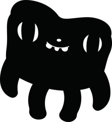 Black Cartoon tiny monster vector