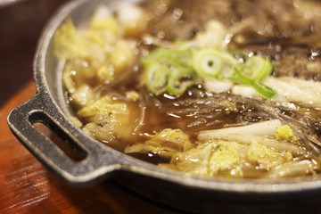 Asian spicy soup close-up