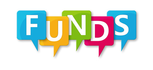 Funds - letters written in beautiful boxes on white background