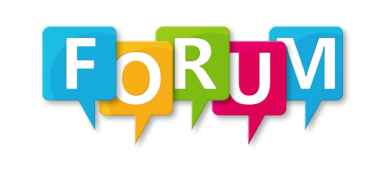 Forum - letters written in beautiful boxes on white background