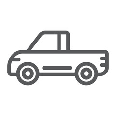Pickup line icon, van and auto, car sign, vector graphics, a linear pattern on a white background.