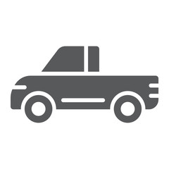 Pickup glyph icon, van and auto, car sign, vector graphics, a solid pattern on a white background.