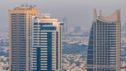 Fototapeta premium Amazing colorful dubai marina skyline during sunset timelapse