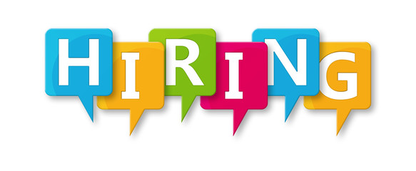 Hiring - letters written in beautiful boxes on white background