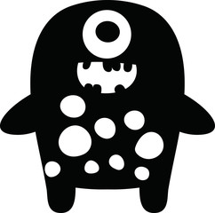 Black Cartoon tiny monster vector
