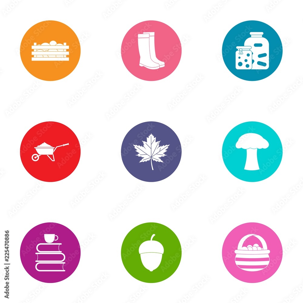 Poster knowledge garden icons set. flat set of 9 knowledge garden vector icons for web isolated on white ba