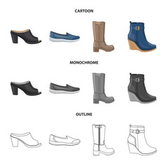 Isolated object of footwear and woman symbol. Collection of footwear and foot stock symbol for web.