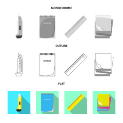 Isolated object of office and supply icon. Collection of office and school stock symbol for web.