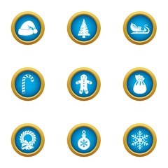 Incoming year icons set. Flat set of 9 incoming year vector icons for web isolated on white background
