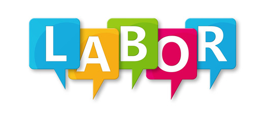 Labor - letters written in beautiful boxes on white background