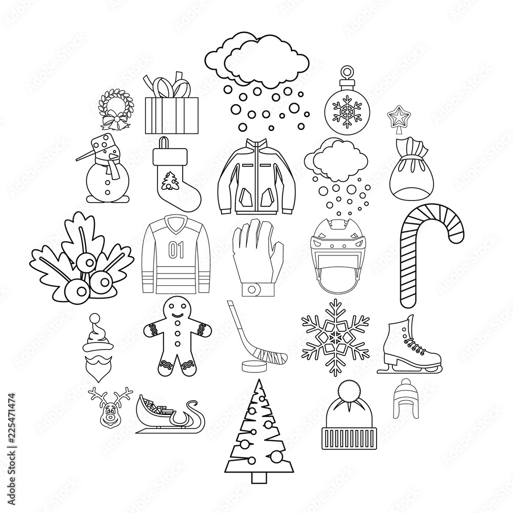 Poster stuff icons set. outline set of 25 stuff vector icons for web isolated on white background
