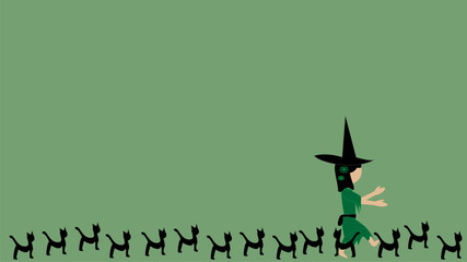 Hexe mit schwarzen Katzen