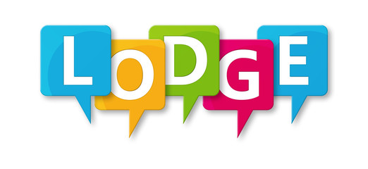 Lodge - letters written in beautiful boxes on white background