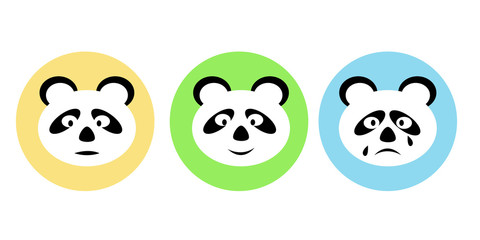 Panda faces with various moods and colors