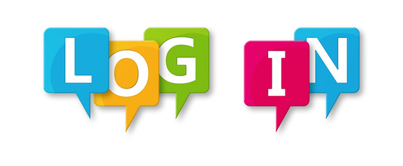 Log In - letters written in beautiful boxes on white background